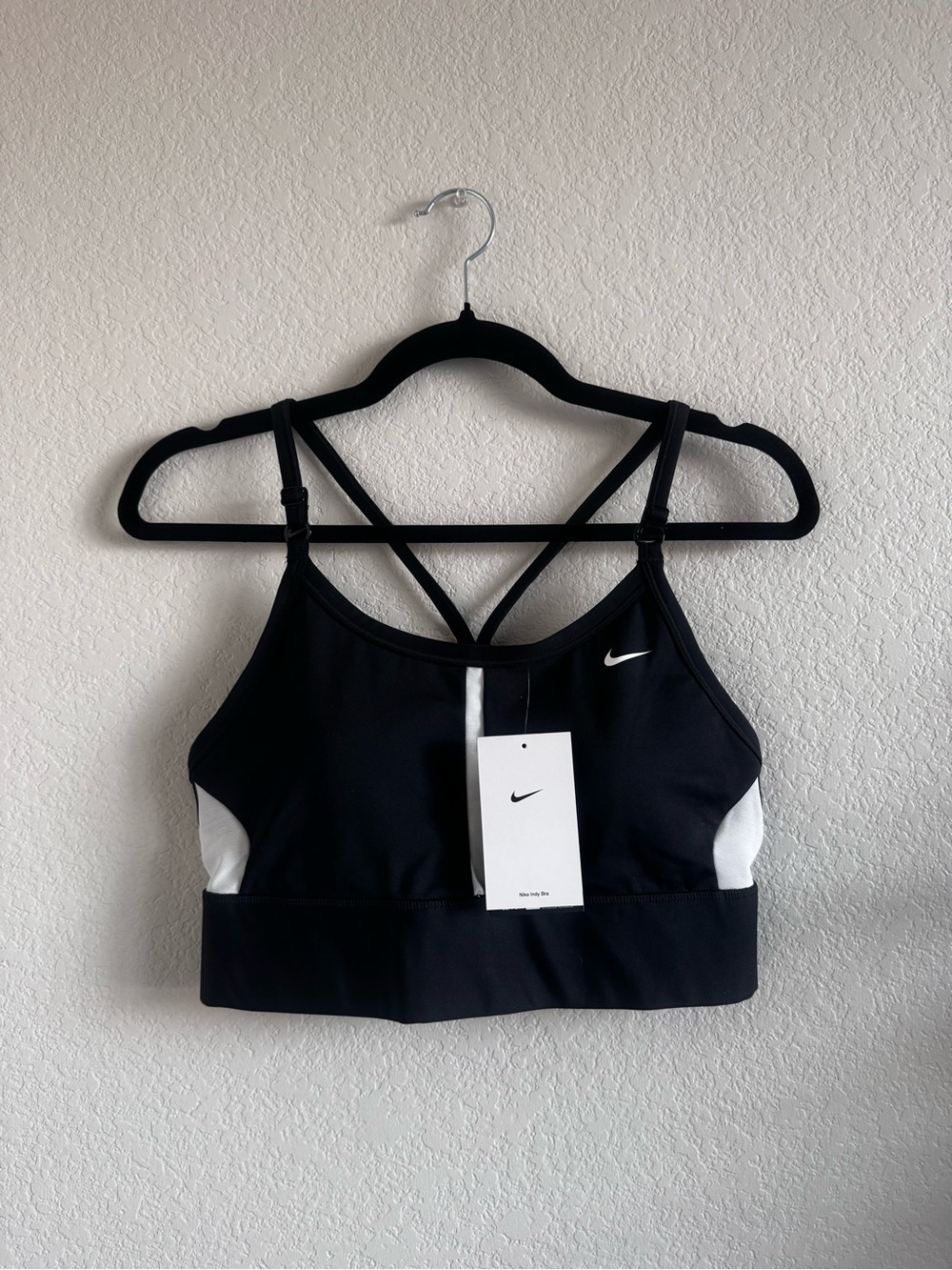 NWT Nike Indy Sports Bra L Black White